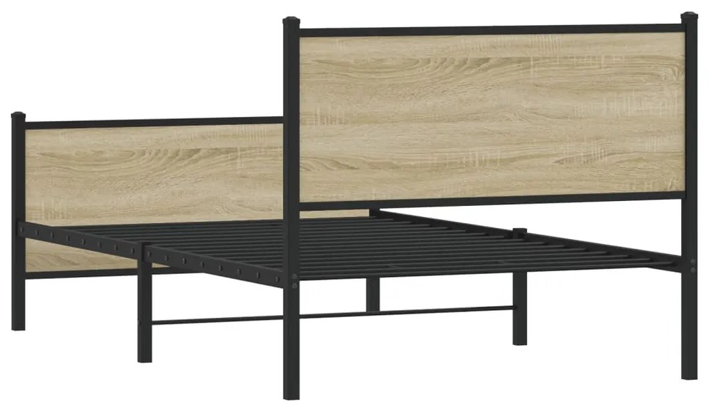 vidaXL Σκελετός Κρεβ. Χωρίς Στρώμα Sonoma Δρυς 100x200 εκ. Μεταλλικό