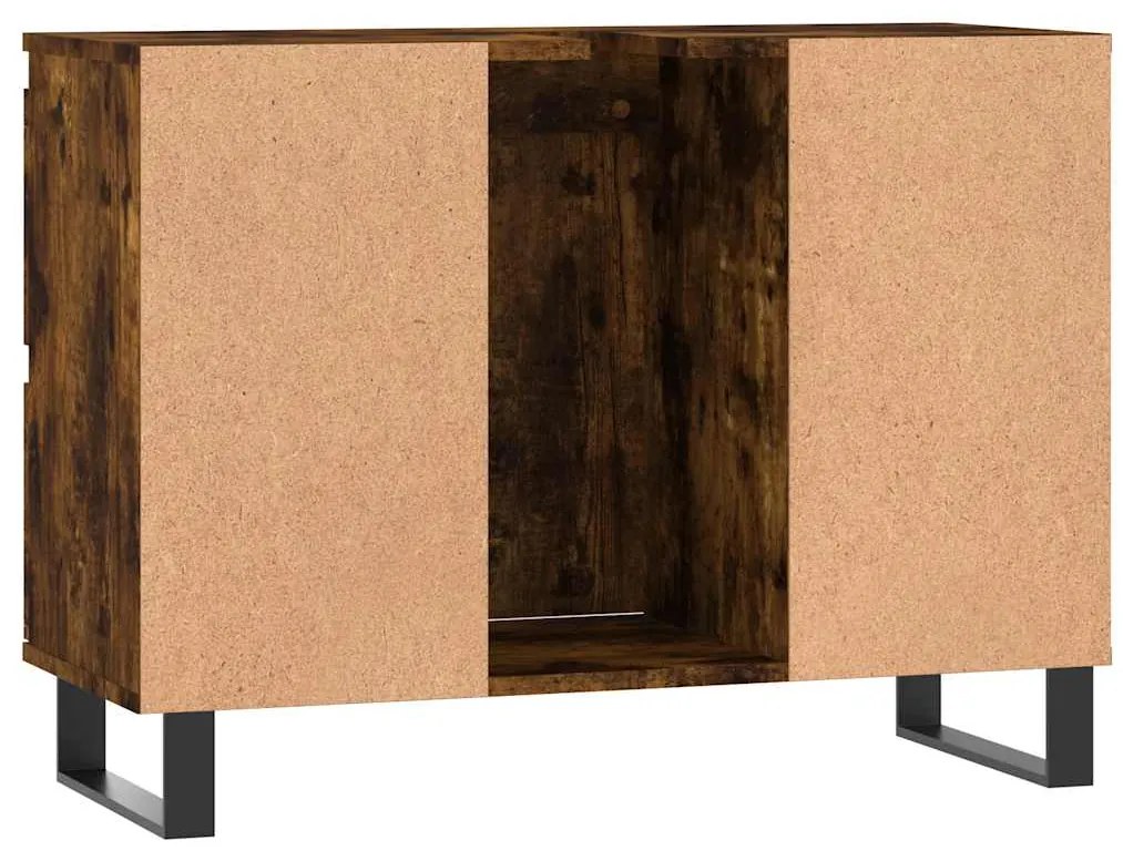 vidaXL Ντουλάπι Μπάνιου Καπνιστή Δρυς 80 x 33 x 60 εκ. Επεξεργ. Ξύλο