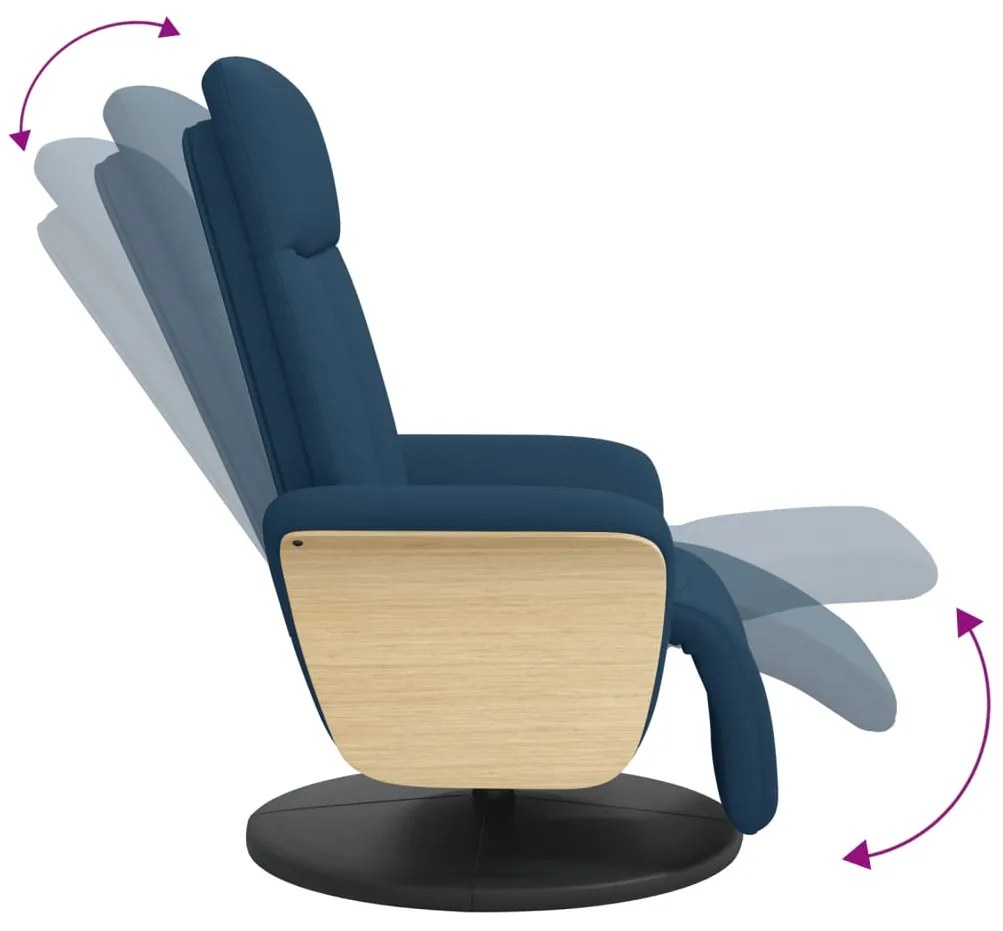 vidaXL Πολυθρόνα Ανακλινόμενη με Υποπόδιο Μπλε Υφασμάτινη