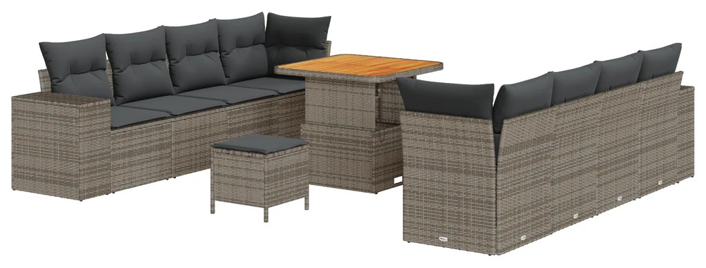 vidaXL Σετ Καναπέ Κήπου με μαξιλάρι 11 pcs Γκρι 80 x 80 x 71 cm