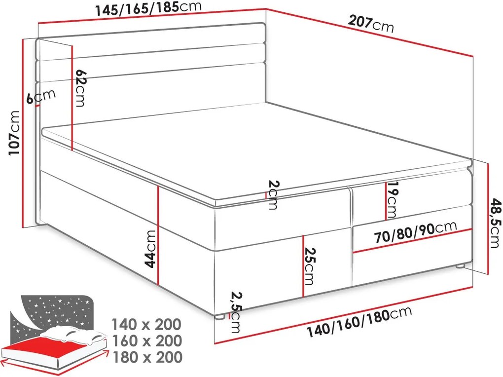 Επενδυμένο κρεβάτι Modena-Leuko-Anthraki-140 x 200