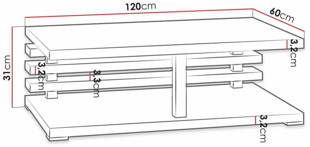 Τραπεζάκι σαλονιού Comfivo 220, Artisan βελανιδιά, 31x60x120cm, 40 kg, Πλαστικοποιημένη μοριοσανίδα, Γωνιακό | Epipla1.gr