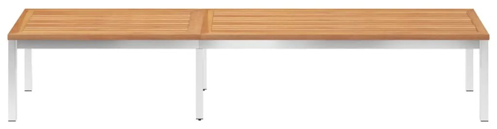 vidaXL Ξαπλώστρα από Μασίφ Ξύλο Teak και Ανοξείδωτο Ατσάλι με Μαξιλάρι