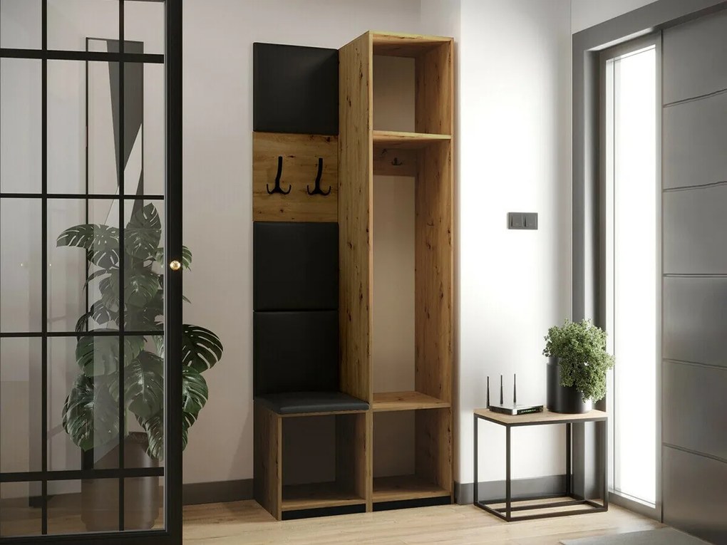 Σετ διαδρόμου Hartford E101, 214x44cm, 60 kg, Καθρέφτης, Πλαστικοποιημένη μοριοσανίδα, Ταπισερί, Εντοιχισμένη, Τοίχου | Epipla1.gr