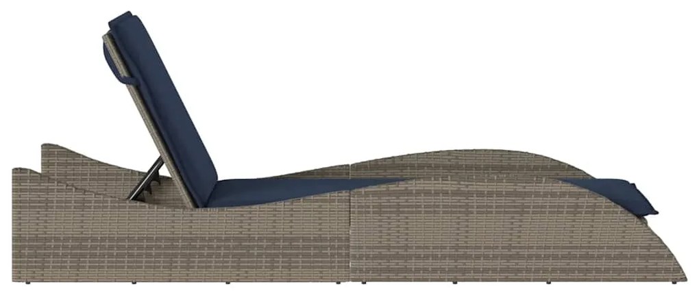 vidaXL Ξαπλώστρα με Μαξιλάρι Γκρι 60 x 205 x 73 εκ. από Συνθετικό Ρατάν