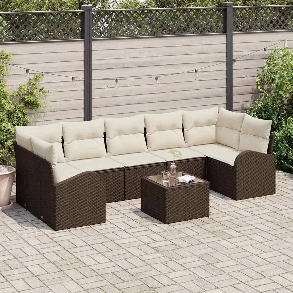 vidaXL Σετ Καναπέ Κήπου 8 pcs Καφέ 55 x 55 x 37 εκ συνθετικό ρατάν