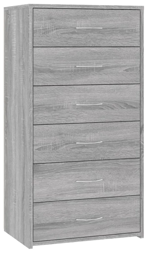 vidaXL Ντουλάπι με 6 Συρτάρια Γκρι Sonoma 50x34x96 εκ. Επεξεργ. Ξύλο