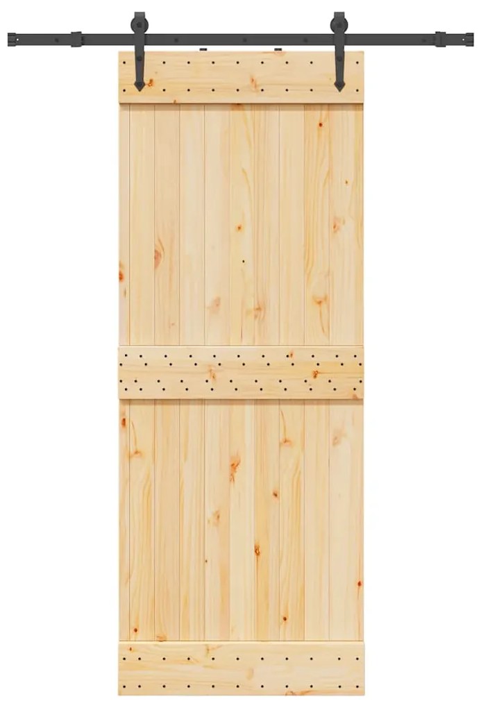 vidaXL Συρόμενη Μεσόπορτα με Μηχανισμό 80 x 210 εκ. Μασίφ Ξύλο Πεύκου