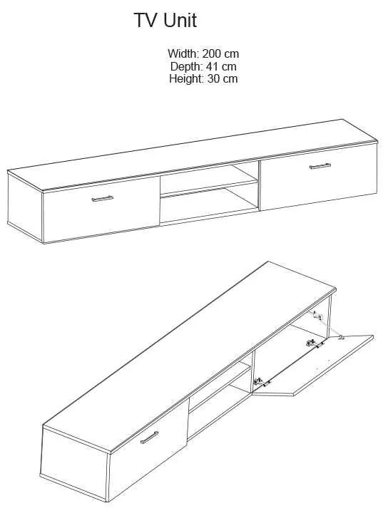 Σύνθετο σαλονιού Salome pakoworld LED wenge 200x41x190εκ