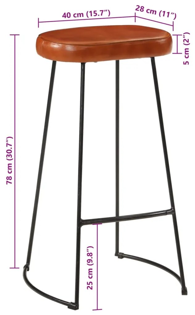 Σκαμπό Μπαρ 2 τεμ. 44 x 37,5 x 78 εκ. - Καφέ