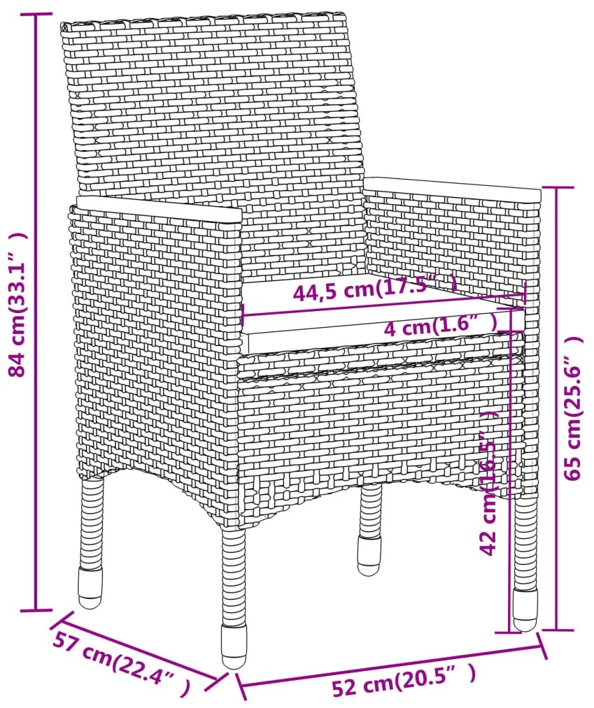 vidaXL Σετ Τραπεζαρίας Κήπου 3 Τεμαχίων Γκρι από Συνθετικό Ρατάν