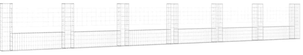 vidaXL Συρματοκιβώτιο σε U Σχήμα με 7 Στύλους 740x20x100 εκ Σιδερένιο