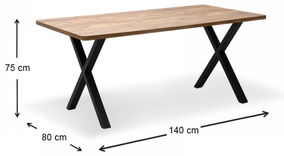 Τραπέζι &quot;MOERA&quot; από MDF/μέταλλο σε χρώμα ακακία/μαύρο 140x80x75