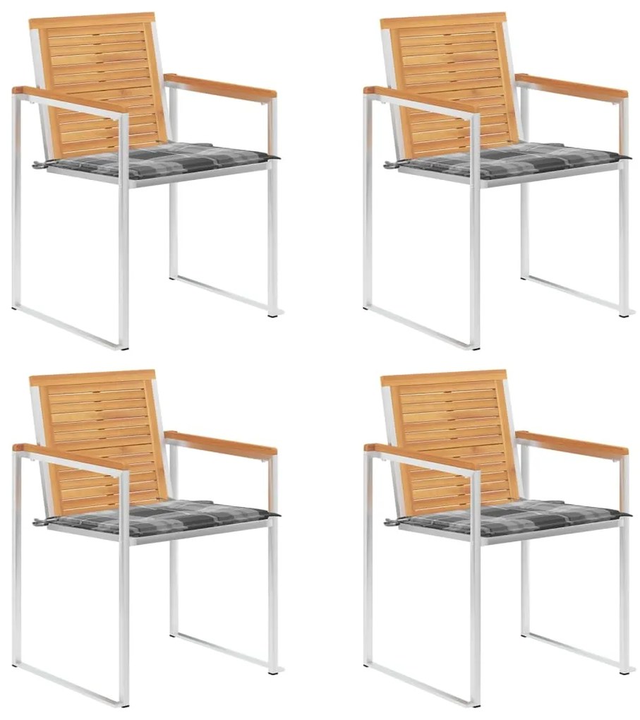 vidaXL Καρέκλες Κήπου 4 τεμ. από Μασίφ Ξύλο Teak με Μαξιλάρια