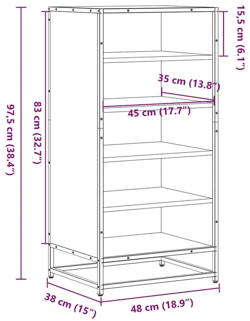 Παπουτσοθήκη Sonoma Δρυς 48x38x97,5 εκ. από Επεξεργασμένο Ξύλο - Καφέ