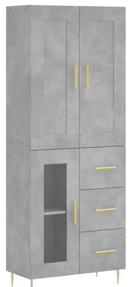 vidaXL Ντουλάπι Γκρι Σκυροδέματος 69,5x34x180 εκ. Επεξεργασμένο Ξύλο