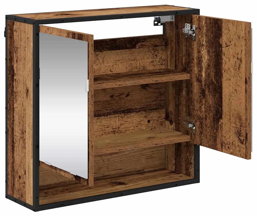 vidaXL Ράφι Τοίχου με ράφι Επιτοίχιο Παλιό ξύλο 65 x 20 x 60 εκ