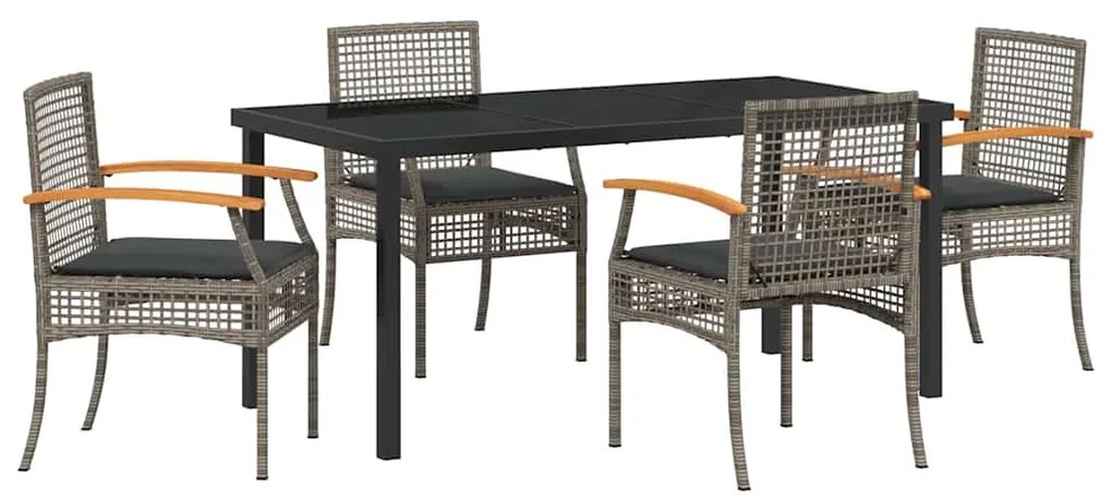 vidaXL Σέτ φαγητού για κήπο 5 pcs Γκρι συνθετικό ρατάν