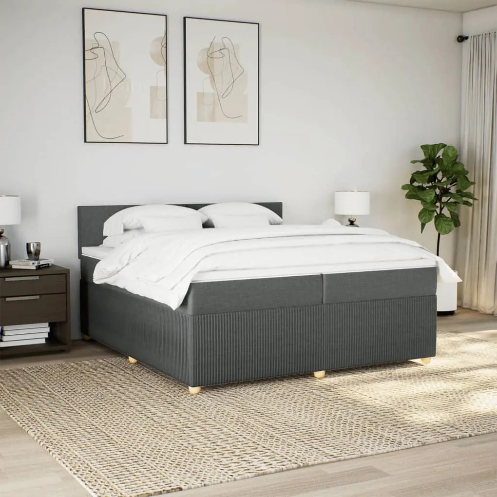 ΚΡΕΒΑΤΙ BOXSPRING ΜΕ ΣΤΡΩΜΑ ΣΚΟΥΡΟ ΓΚΡΙ 200X200 ΕΚ. ΥΦΑΣΜΑΤΙΝΟ 3287557