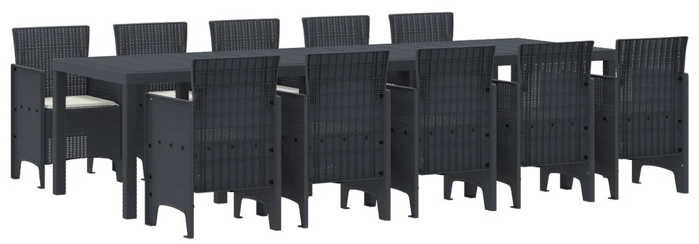 vidaXL Σέτ φαγητού για κήπο 11 pcs Ανθρακί και Κρέμα Μεγάλο
