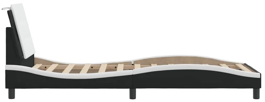 vidaXL Σκελετός Κρεβατιού Χωρίς Στρώμα Zadar Μαύρο/Λευκό 100x200εκ.Συνθ. Δέρμα