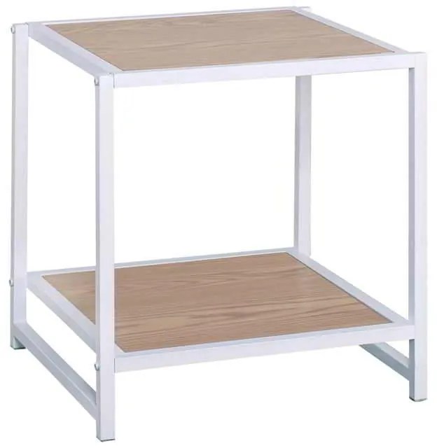 Κομοδίνο ATOS Μεταλ.Άσπρο/Mdf Φυσικό 48x44x50cm
