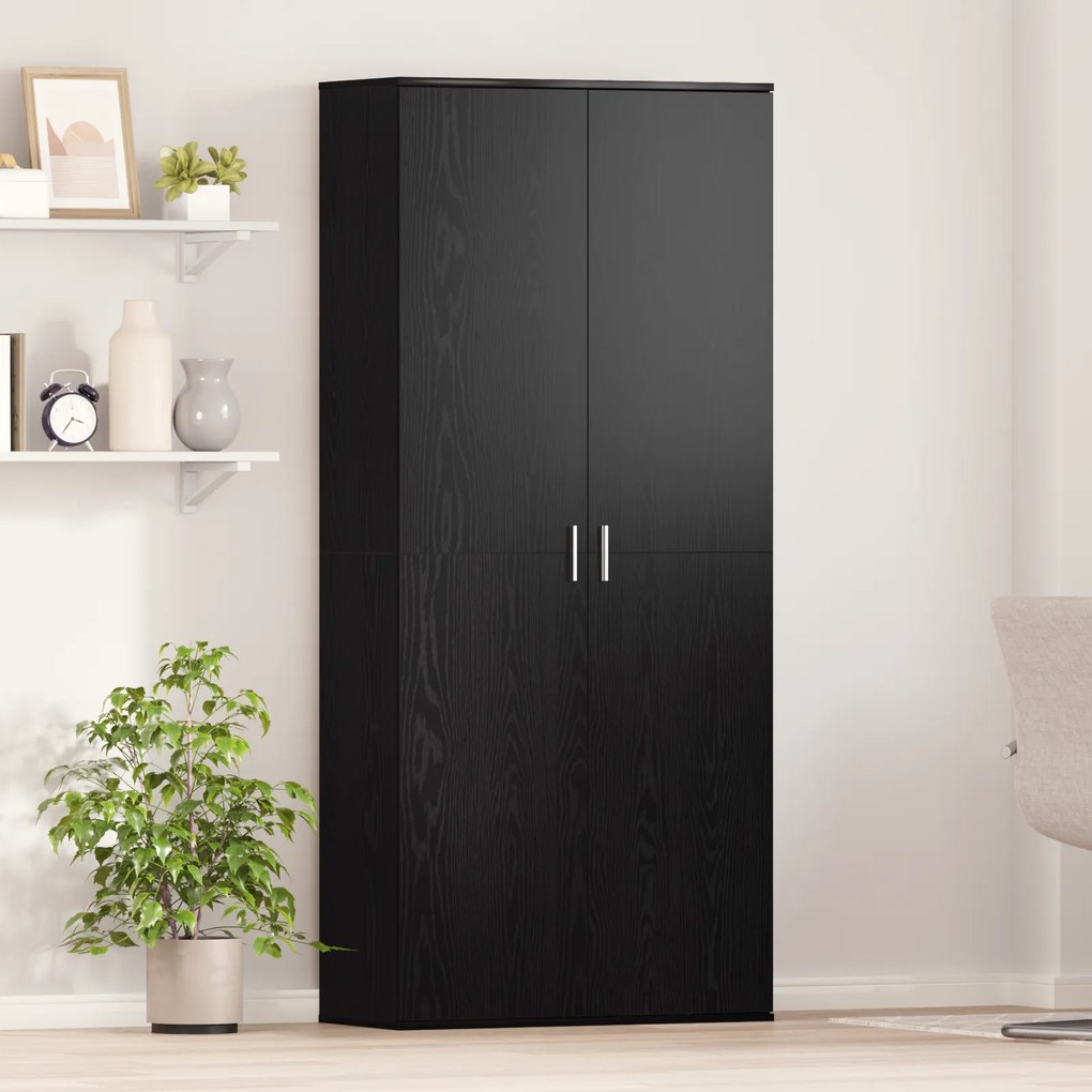 vidaXL Υψηλό ντουλάπι Μαύρης Δρυός 80x35x180 εκ. Επεξεργασμένο Ξύλο