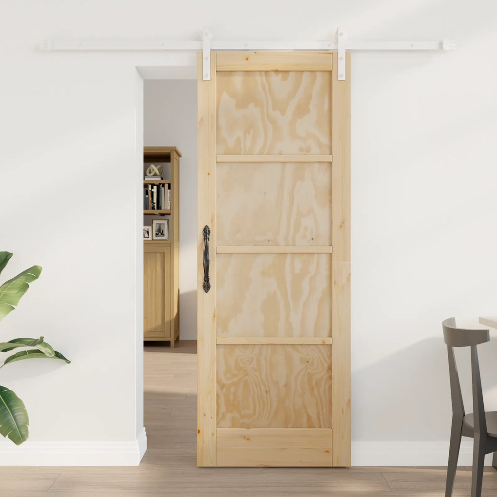 vidaXL Συρόμενη Πόρτα με Σετ Υλικών 73.5x198.5 εκ. Μασίφ Ξύλο Πεύκο