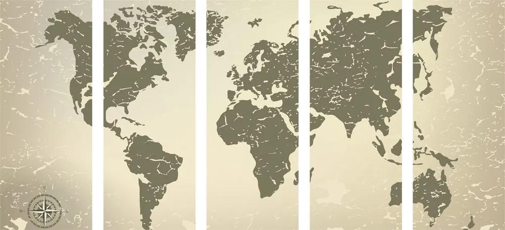 Εικόνα 5 μερών χάρτη του παλιού κόσμου σε αφηρημένο φόντο - 100x50