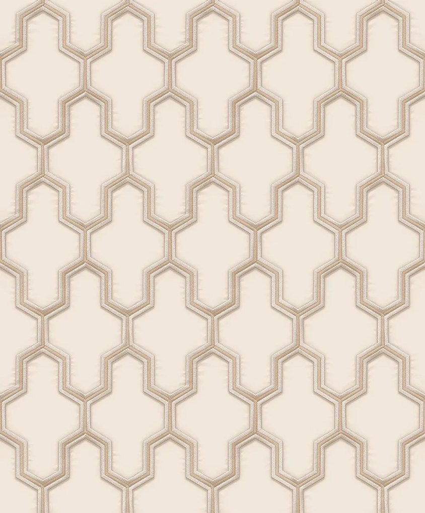 Ταπετσαρία τοίχου Wall Fabric Geometric Beige-Silver WF121022 53Χ1005