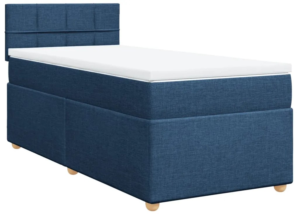 vidaXL Κρεβάτι Boxspring με Στρώμα Μπλε 80x200 εκ. Υφασμάτινο