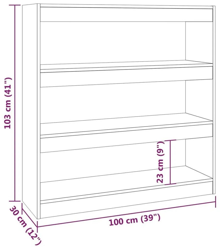 Βιβλιοθήκη/Διαχωριστικό Χώρου Γκρι Sonoma 100 x 30 x 103 εκ. - Γκρι