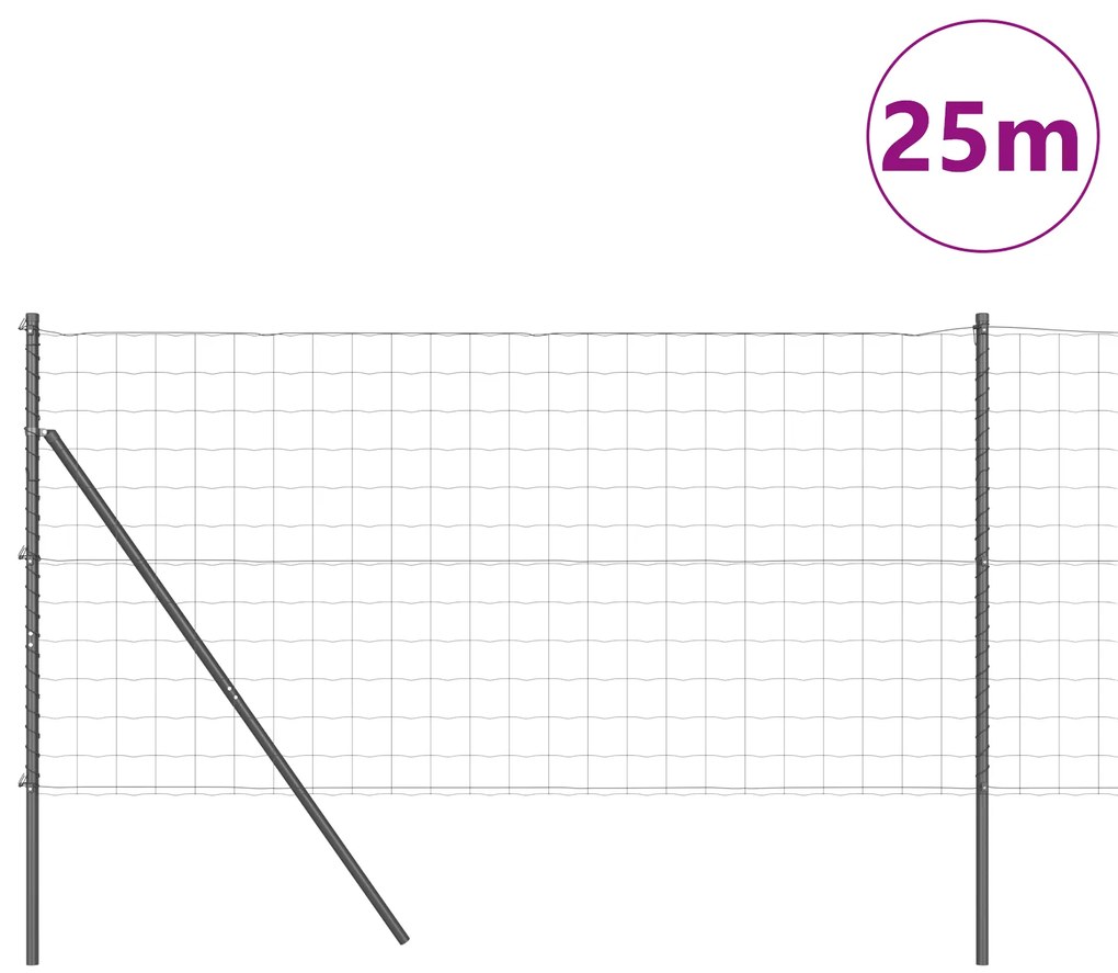vidaXL Euro Fence με 13 Πόλους 1.2x25 μ Γαλβανισμένο Χάλυβα Γκρι