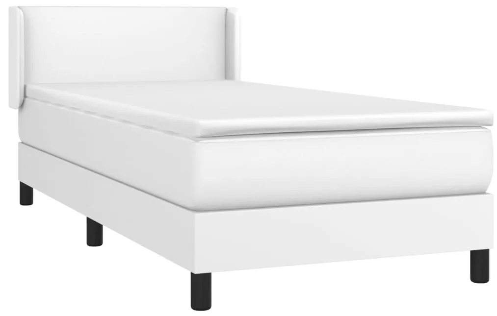 vidaXL Κρεβάτι Boxspring με Στρώμα Λευκό 100x200εκ.από Συνθετικό Δέρμα