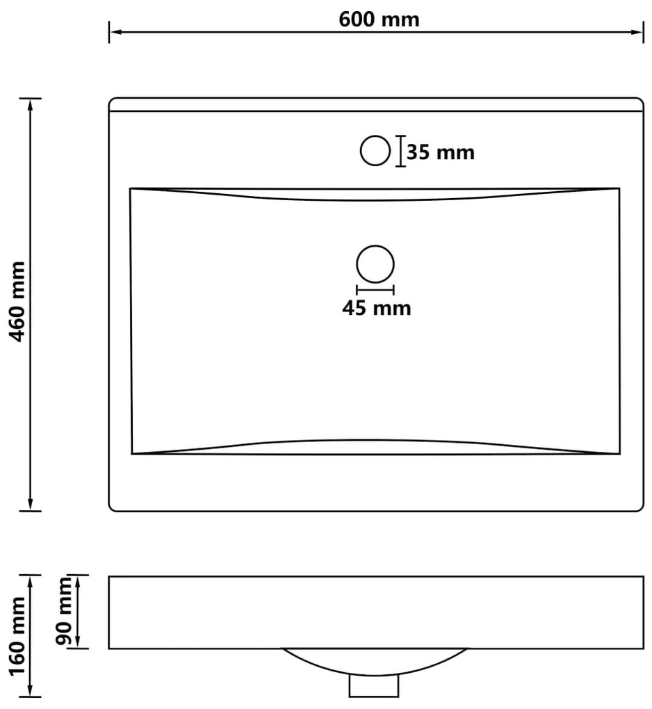 vidaXL Νιπτήρας με Οπή Βρύσης Γαλάζιο Ματ 60 x 46 εκ. Κεραμικός