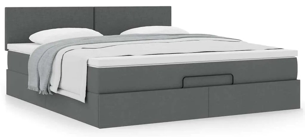 vidaXL Οθωμανικό κρεβάτι με στρώμα σκούρο γκρι 180x200cm ύφασμα