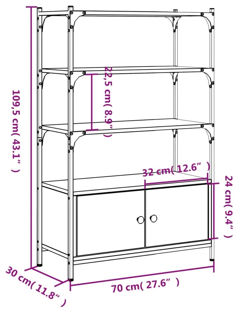 ΒΙΒΛΙΟΘΗΚΗ 3 ΕΠΙΠΕΔΩΝ ΓΚΡΙ SONOMA 70X30X109,5 ΕΚ. ΕΠΕΞΕΡΓ. ΞΥΛΟ 838996