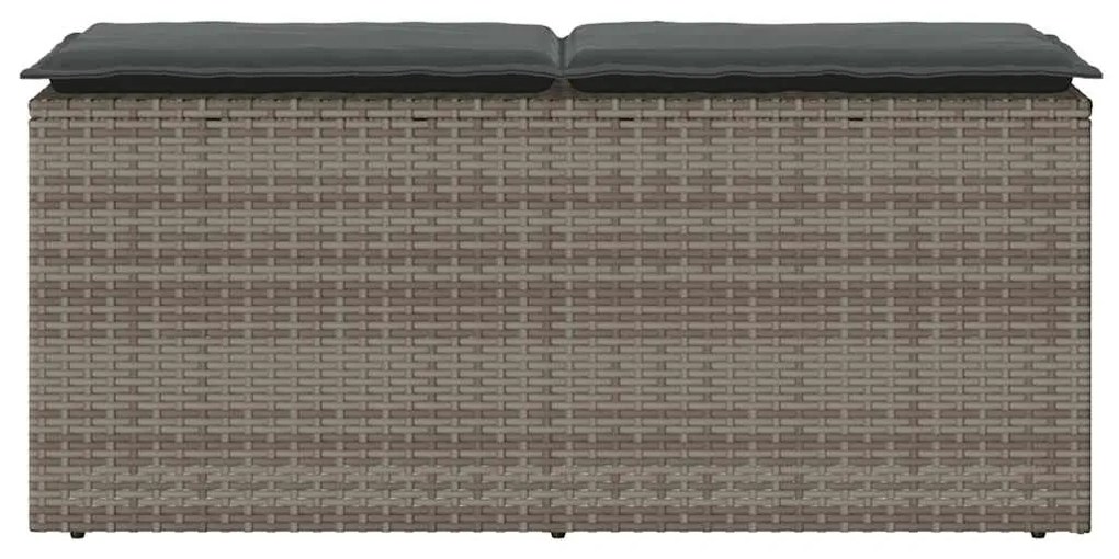 vidaXL Πάγκος κήπου με μαξιλάρι γκρι 110x40x44 cm Poly Rattan