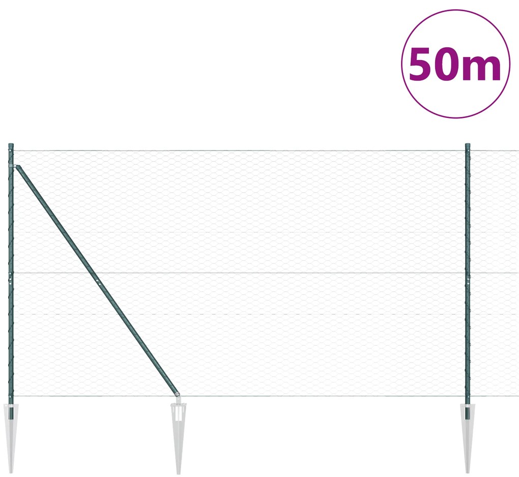 vidaXL Εξάγωνη Περίφραξη Πράσινη 1.5x50 m Χάλυβας