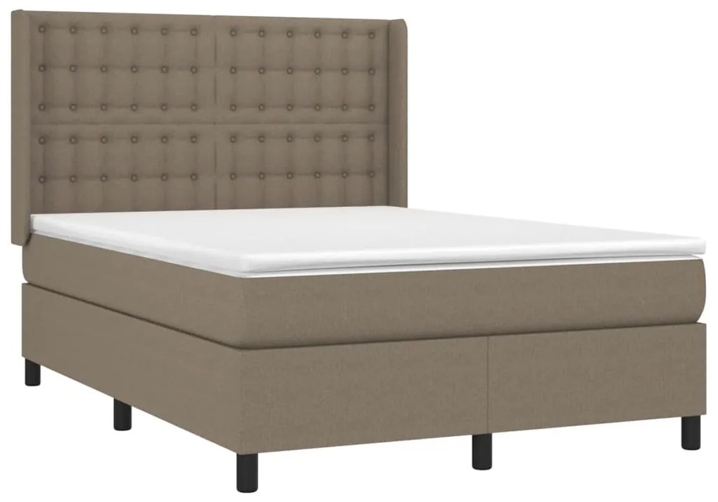 vidaXL Κρεβάτι Boxspring με Στρώμα Taupe 140x190 εκ. Υφασμάτινο