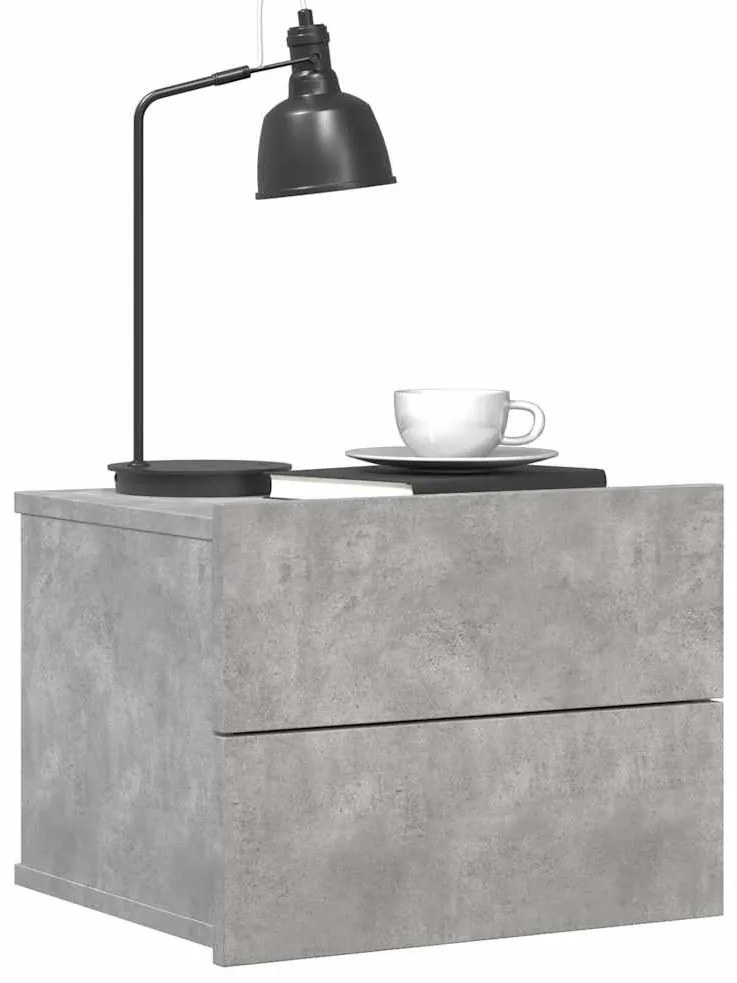 vidaXL Κομοδίνα 2 τεμ. Γκρι Σκυροδέματος 40x30x30 εκ. από Επεξ. Ξύλο
