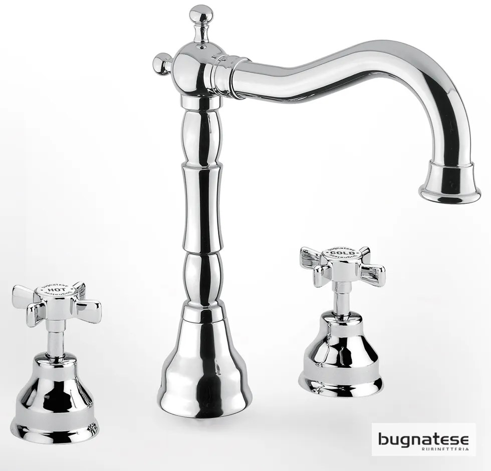 Μπαταρία Νιπτήρα Επικαθήμενη 3 οπών με Αυτόματη Βαλβίδα Princeton Bugnatese Chrome 812-100