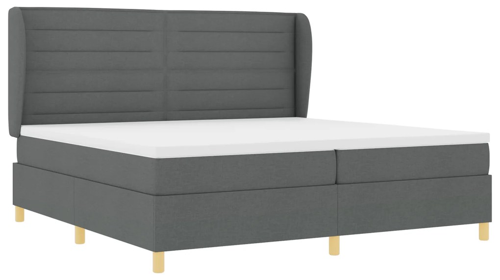 vidaXL Κρεβάτι Box Spring με Στρώμα Σκοτεινό Γκρι 200x200 εκ. Υφασμάτινο