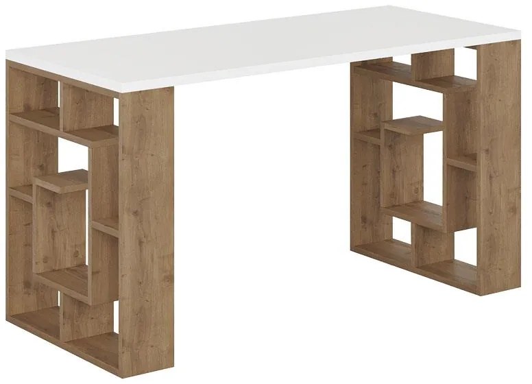 Γραφείο Labirent χρώμα λευκό-καρυδί 140x60x75εκ 140x60x75 εκ.