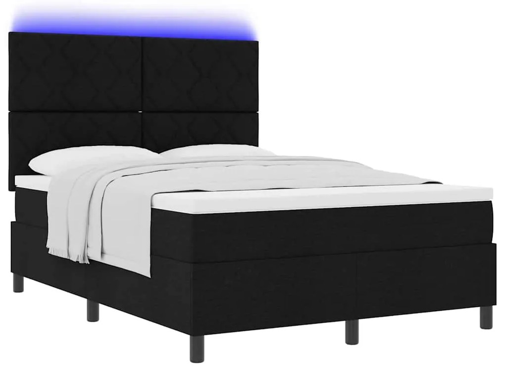 vidaXL Κρεβάτι με ελατήρια με στρώμα Μαύρο 140 x 200 cm ύφασμα