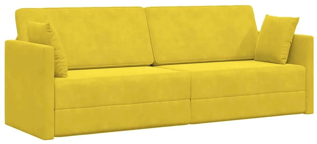 vidaXL Καναπές Κρεβάτι 2 σε 1 Κίτρινος 213x144x60 εκ. Βελούδο