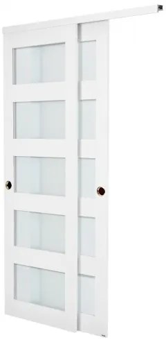 VEVOR Sliding Closet Door, 1219mm (Double 635mm) x 2032 mm, 5-Lite Frosted Glass Bypass Sliding Doors with Hardware Kit, Solid Wood &amp; MDF Slab with Waterproof PVC Surface for Closets Bedrooms