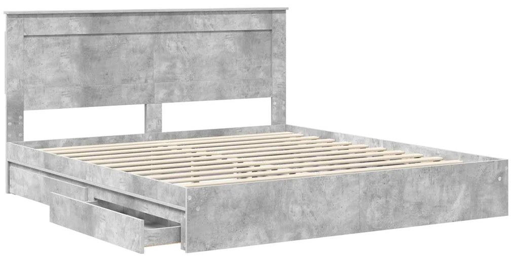 vidaXL Κρεβάτι Αποθήκης Σκυρόδεμα Γκρι 180 x 200 cm Επεξεργασμένο ξύλο