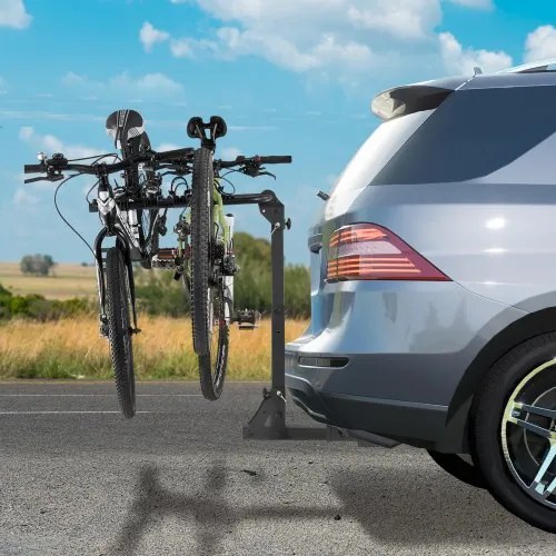 VEVOR Hitch Mount Bike Rack, 4-Bike Carrier Rack, 150 LBS Capacity Bike Rack Hitch for 2-inch Receiver, Titling and Folding Bike Carrier with No-Wobble U Bolt and Strap, for Car, SUV, Truck, RV, Rectangular interface