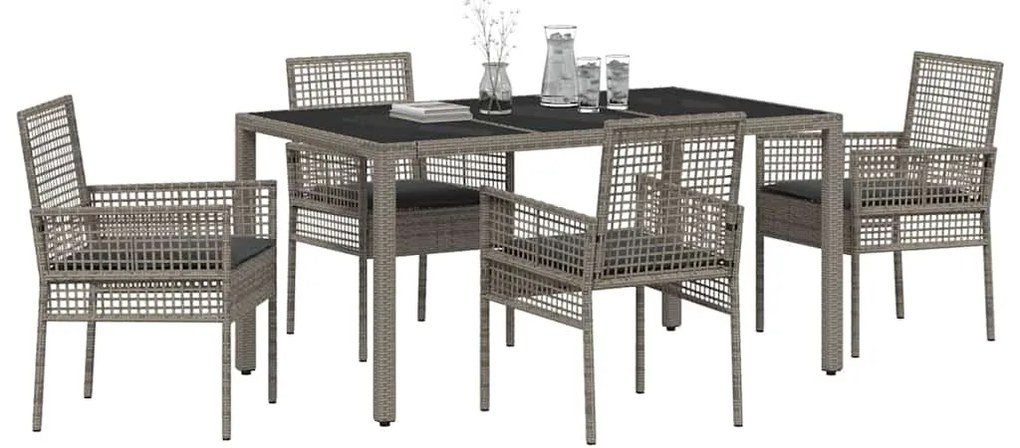 vidaXL Σέτ φαγητού για κήπο 5 pcs Γκρι συνθετικό ρατάν